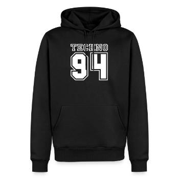 TECHNO 94 - Sweat à capuche Premium bio Homme - noir - Devant - Nico (187cm)