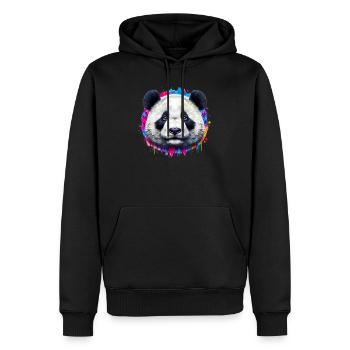 Panda - Männer Premium Bio Hoodie - Schwarz - Vorne - Nico (187cm)