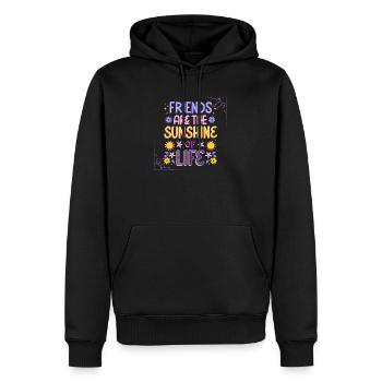 Sunshine amitié citation design - Sweat à capuche Premium bio Homme - noir - Devant - Nico (187cm)