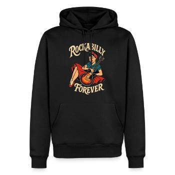Femme du renouveau du rockabilly avec guitare - Sweat à capuche Premium bio Homme - noir - Devant - Nico (187cm)