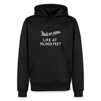 Flugbegleiter Kabinencrew Leben Luftfahrt - Männer Premium Bio Hoodie - Schwarz - Vorne - Nico (187cm)