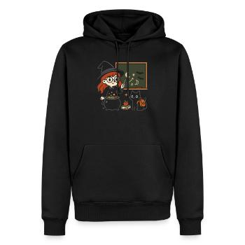 Mignonne petite sorcière avec motif de chat pour la rentrée scolaire - Sweat à capuche Premium bio Homme - noir - Devant - Nico (187cm)