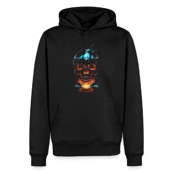Leuchtender Feuer- und Eisschädel - Männer Premium Bio Hoodie - Schwarz - Vorne - Nico (187cm)