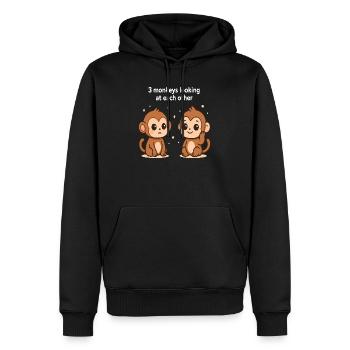 Singes joueurs avec contact visuel - Sweat à capuche Premium bio Homme - noir - Devant - Nico (187cm)