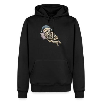 Skelett mit Weihnachtsmütze - Männer Premium Bio Hoodie - Schwarz - Vorne - Nico (187cm)