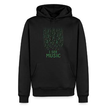 I See Music: Abstract Rain of Notes - Men’s Premium Organic Hoodie - black - Front - Nico (187cm)