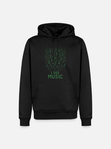 I See Music: Abstrakter Notenregen - Männer Premium Bio Hoodie - Schwarz