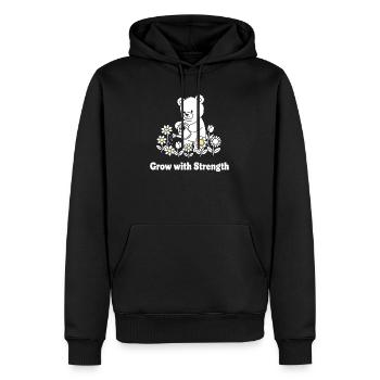 L’ours arrose les fleurs – la force grandit - Sweat à capuche Premium bio Homme - noir - Devant - Nico (187cm)