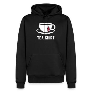 Teehemd – Wortspiel mit ruhiger Teetasse - Männer Premium Bio Hoodie - Schwarz - Vorne - Nico (187cm)
