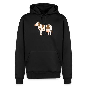 Pastellkuh mit braunen Flecken - Männer Premium Bio Hoodie - Schwarz - Vorne - Nico (187cm)