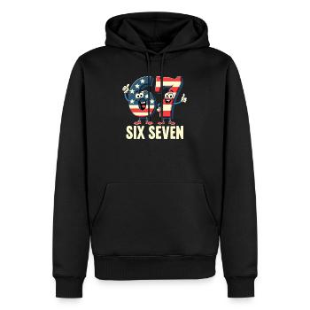 US Flag 67 Memes Six Seven - Sweat à capuche Premium bio Homme - noir - Devant - Nico (187cm)