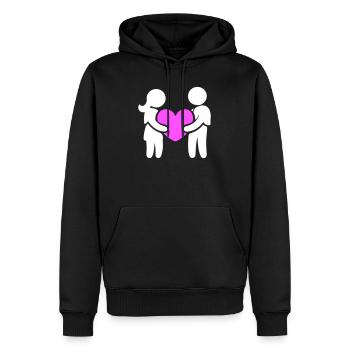 Paar Verliebt Herz - Männer Premium Bio Hoodie - Schwarz - Vorne - Nico (187cm)