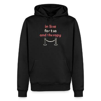 Anxiété liée au voyage, humour à l’aéroport, chaos à l’aéroport, c’est - Sweat à capuche Premium bio Homme - noir - Devant - Nico (187cm)