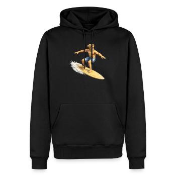 Surfer auf Welle im Sommer - Männer Premium Bio Hoodie - Schwarz - Vorne - Nico (187cm)