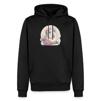 Cobaye avec des fleurs et des verres - Sweat à capuche Premium bio Homme - noir - Devant - Nico (187cm)