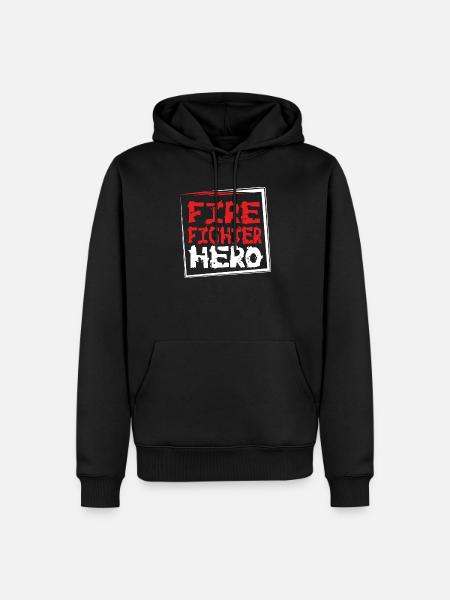 POMPIER-HÉROS - Sweat à capuche Premium bio Homme - noir
