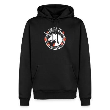 Licorne Heavy Metal - Einhorn Rock - Sweat à capuche Premium bio Homme - noir - Devant - Nico (187cm)