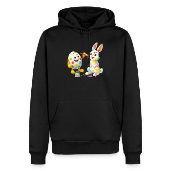 Œuf de Pâques drôle peint Joyeux lapin de Pâques - Sweat à capuche Premium bio Homme - noir - Devant - Nico (187cm)