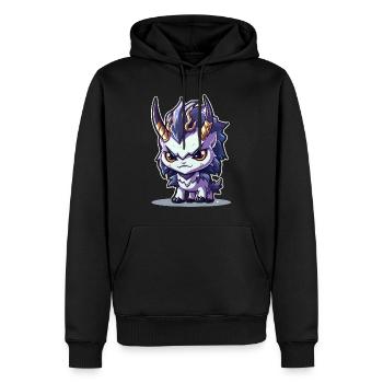 Petit Dragon Cornu de style Chibi - Sweat à capuche Premium bio Homme - noir - Devant - Nico (187cm)
