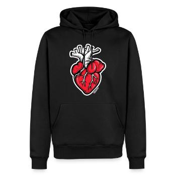 Cœur anatomique de dessin animé - Sweat à capuche Premium bio Homme - noir - Devant - Nico (187cm)
