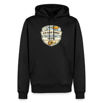 Ich Baue Dinge - Manchmal Richtig - Männer Premium Bio Hoodie - Schwarz - Vorne - Nico (187cm)