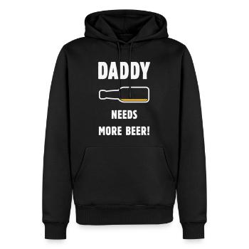 Daddy Needs More Beer! (Papa / Vater / Bier / NEG) - Männer Premium Bio Hoodie - Schwarz - Vorne - Nico (187cm)