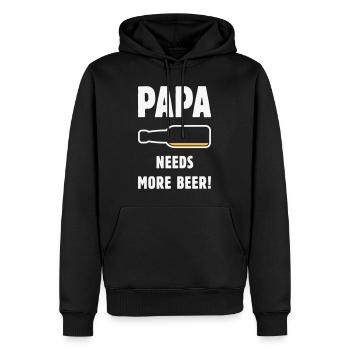 Papa a besoin de plus de bière ! (Bière Père Papa / NEG 2C) - Sweat à capuche Premium bio Homme - noir - Devant - Nico (187cm)