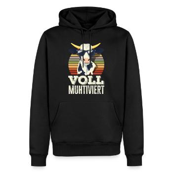 Vache drôle complètement muette, fermier rétro qui dit - Sweat à capuche Premium bio Homme - noir - Devant - Nico (187cm)
