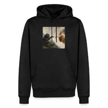 Chat gifle la main de Dieu Mème des chats drôles - Sweat à capuche Premium bio Homme - noir - Devant - Nico (187cm)