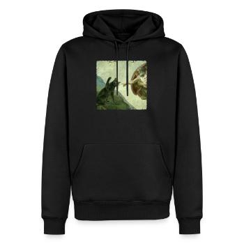 Chat gifle la main de Dieu Mème des chats drôles - Sweat à capuche Premium bio Homme - noir - Devant - Nico (187cm)