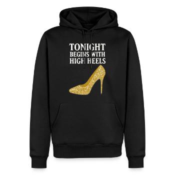 Talons hauts pailletés – Ce soir commence par... - Sweat à capuche Premium bio Homme - noir - Devant - Nico (187cm)