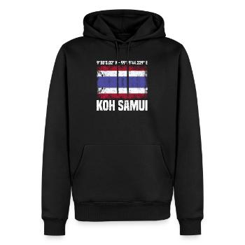 Coordonnées de Koh Samui - Sweat à capuche Premium bio Homme - noir - Devant - Nico (187cm)