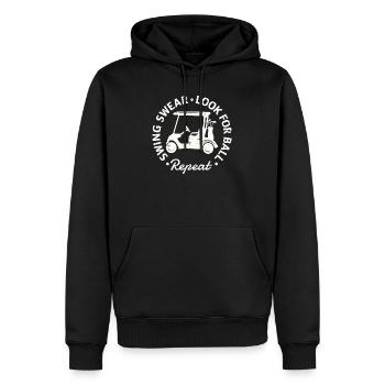 Swing Swear - Look For Ball - Repeat  - Männer Premium Bio Hoodie - Schwarz - Vorne - Nico (187cm)