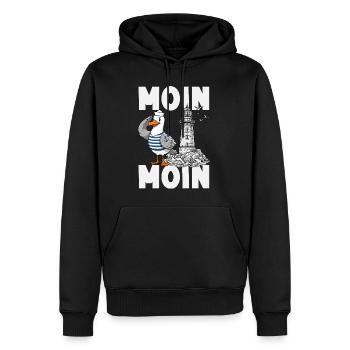 Moin Moin Norden - Maritimes Norddeutsch Design - Männer Premium Bio Hoodie - Schwarz - Vorne - Nico (187cm)