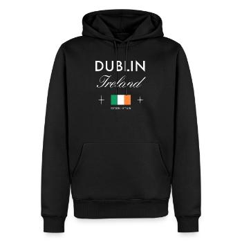 Dublin Irlande Coordonnées Souvenir de voyage - Sweat à capuche Premium bio Homme - noir - Devant - Nico (187cm)