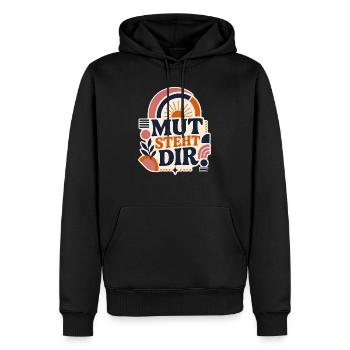 Mut steht dir – Positives Statement - Männer Premium Bio Hoodie - Schwarz - Vorne - Nico (187cm)