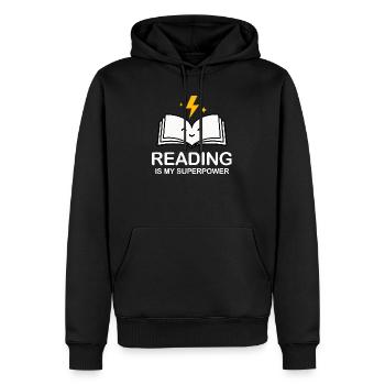 La lecture est mon super-pouvoir | Chemise d’amoureux des livres - Sweat à capuche Premium bio Homme - noir - Devant - Nico (187cm)