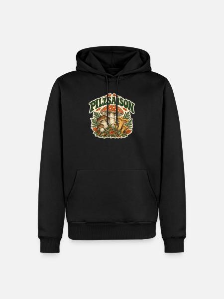 Plz Season – Herbst & Pilze - Männer Premium Bio Hoodie - Schwarz