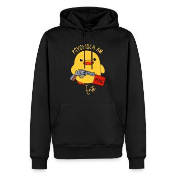 Psychisch am Ente - Männer Premium Bio Hoodie - Schwarz - Vorne - Nico (187cm)