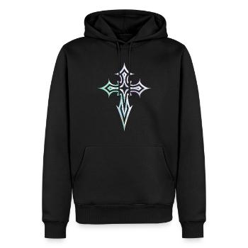 Croix gothique Y2K Emo Croix Gothique Esthétique Tribal - Sweat à capuche Premium bio Homme - noir - Devant - Nico (187cm)