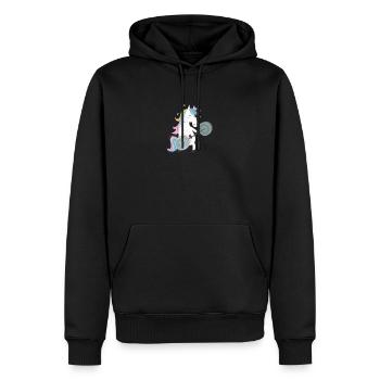 Lustige Einhorn-Turnhalle - Männer Premium Bio Hoodie - Schwarz - Vorne - Nico (187cm)