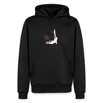 Einhorn macht Yoga - Männer Premium Bio Hoodie - Schwarz - Vorne - Nico (187cm)