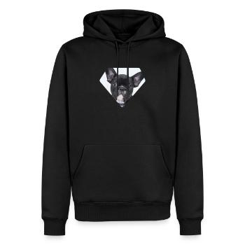 Bouledogue français - Frenchie - Sweat à capuche Premium bio Homme - noir - Devant - Nico (187cm)