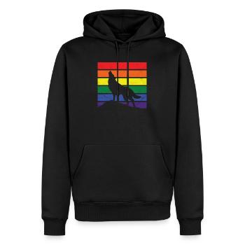 Wolf LGBT gift silhouette rainbow tolerance - Men’s Premium Organic Hoodie - black - Front - Nico (187cm)