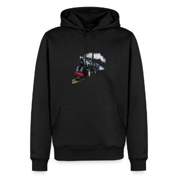 (Zug) - Männer Premium Bio Hoodie - Schwarz - Vorne - Nico (187cm)