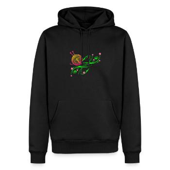 Stricken, Stricknadeln, Wolle Handarbeit - Männer Premium Bio Hoodie - Schwarz - Vorne - Nico (187cm)