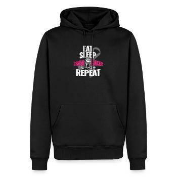 Eat Sleep Crush Cancer Repeat Familien Geschenk - Männer Premium Bio Hoodie - Schwarz - Vorne - Nico (187cm)