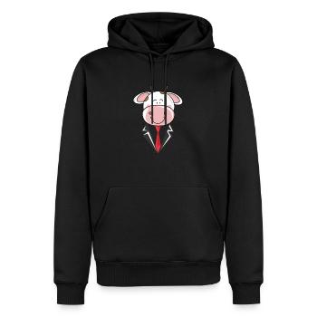 Vache en costume cadeau - Sweat à capuche Premium bio Homme - noir - Devant - Nico (187cm)