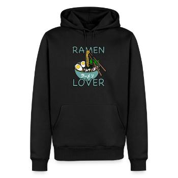 Amant de ramen - - - J'aime les ramen - Sweat à capuche Premium bio Homme - noir - Devant - Nico (187cm)