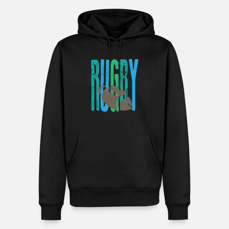 Rugby bleu - Sweat à capuche Premium bio Homme - noir